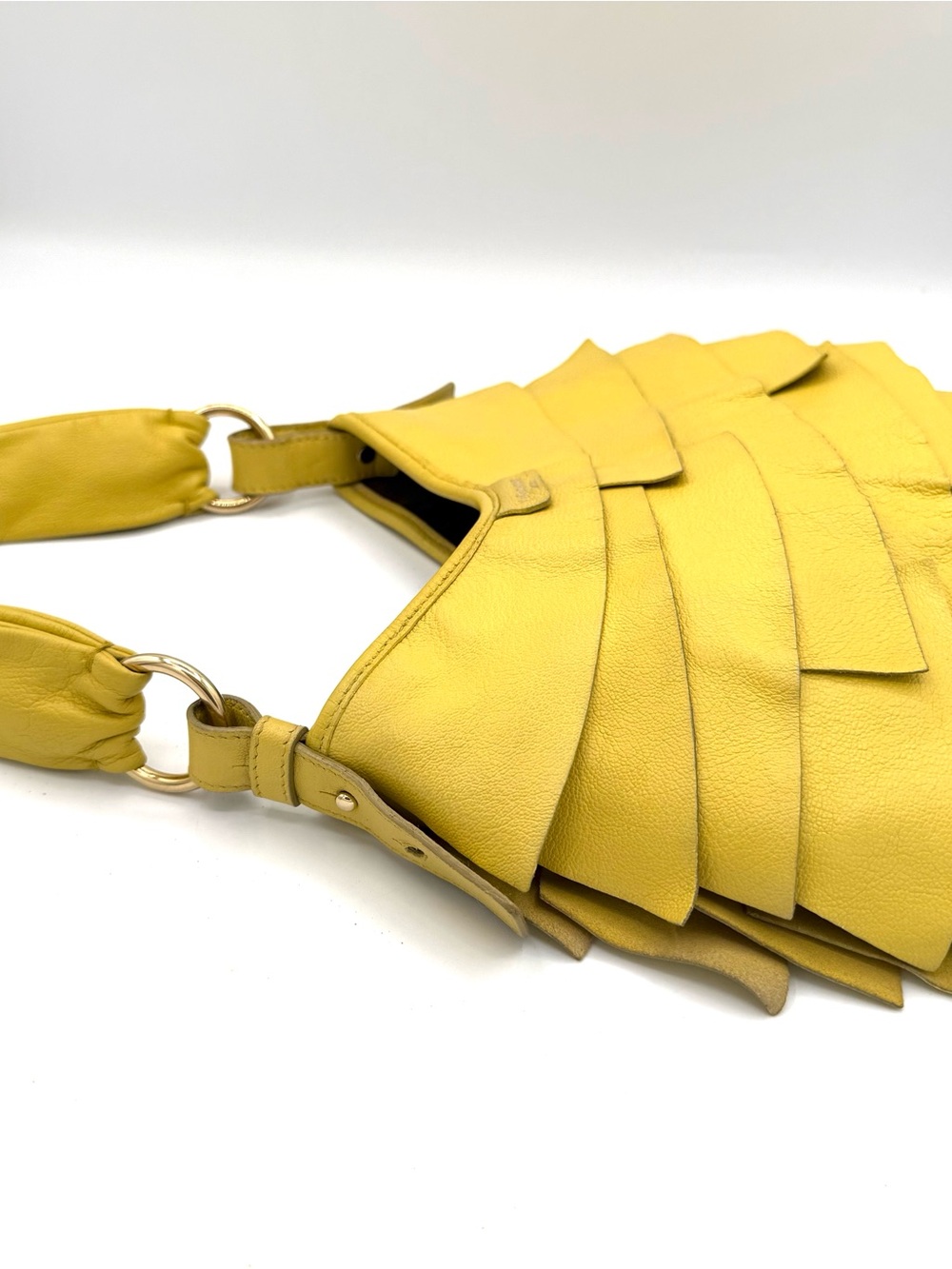 Yves Saint Laurent Yellow Layered Ruffle Leather St. Tropez Mombasa Shoulder Bag - Picture 6 of 12